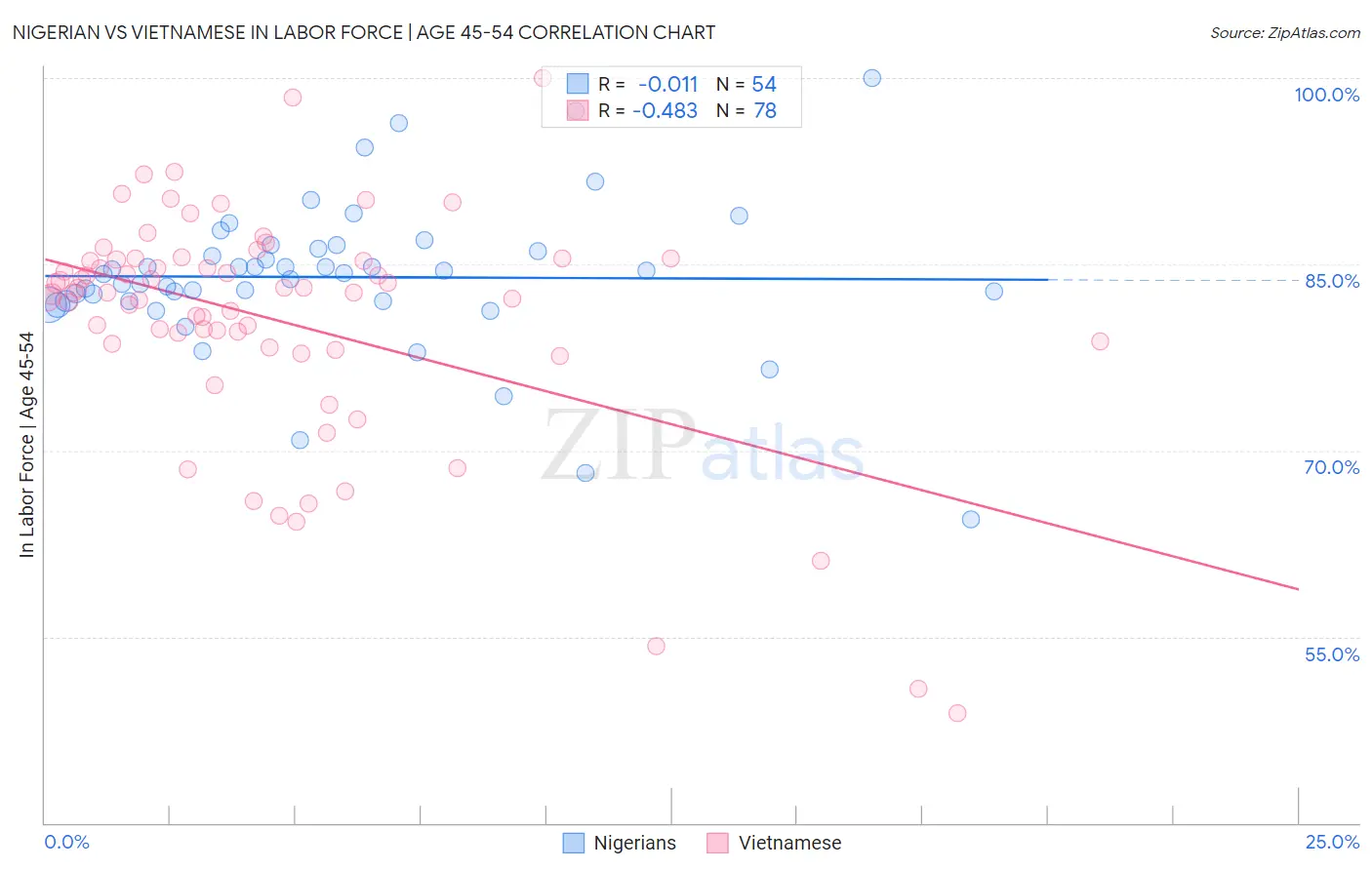 Nigerian vs Vietnamese In Labor Force | Age 45-54