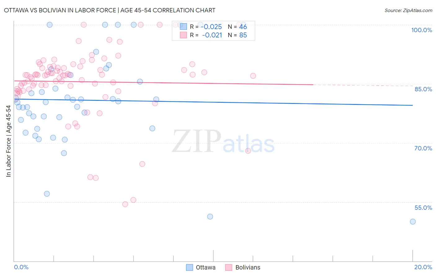 Ottawa vs Bolivian In Labor Force | Age 45-54