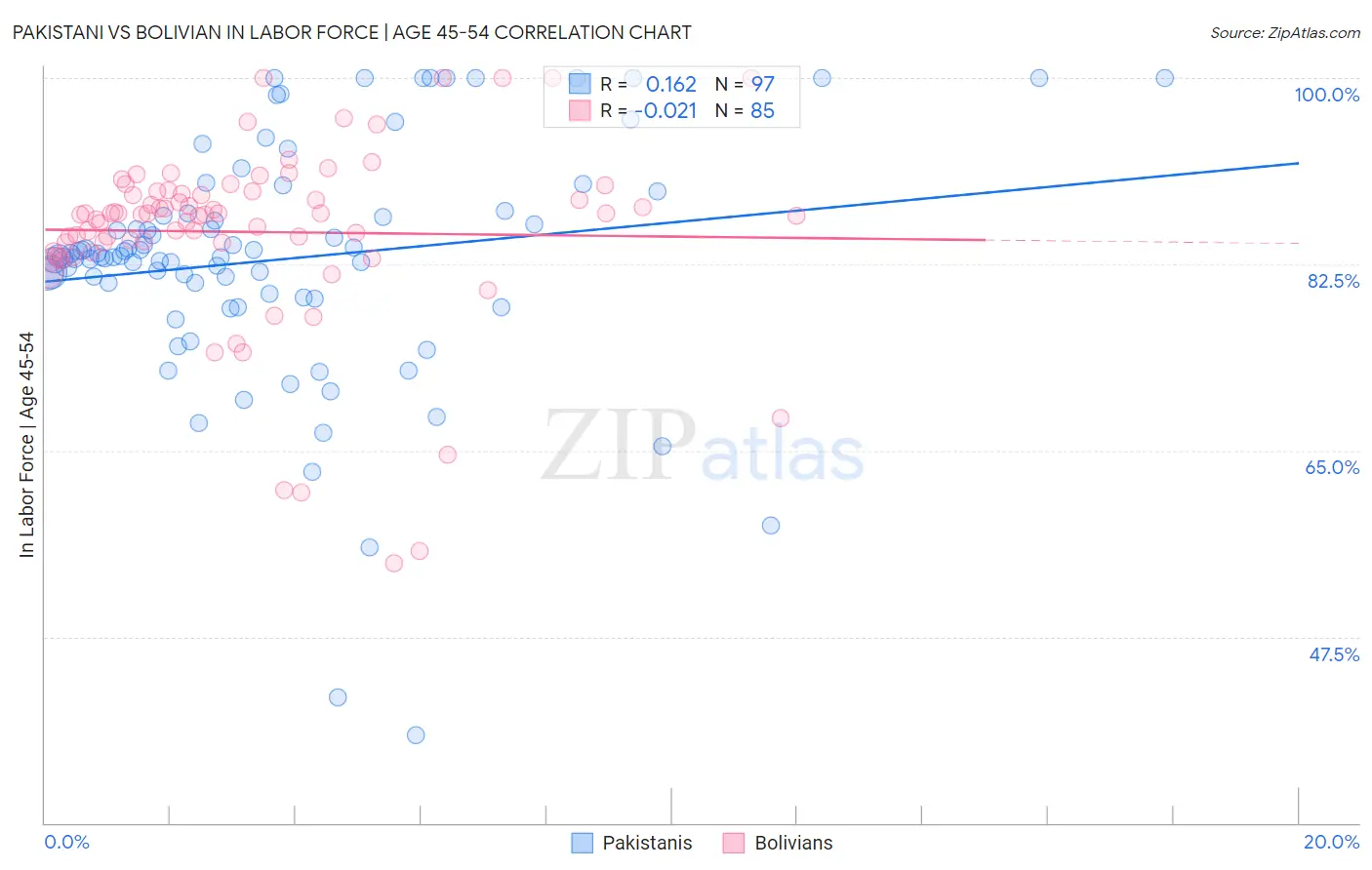 Pakistani vs Bolivian In Labor Force | Age 45-54