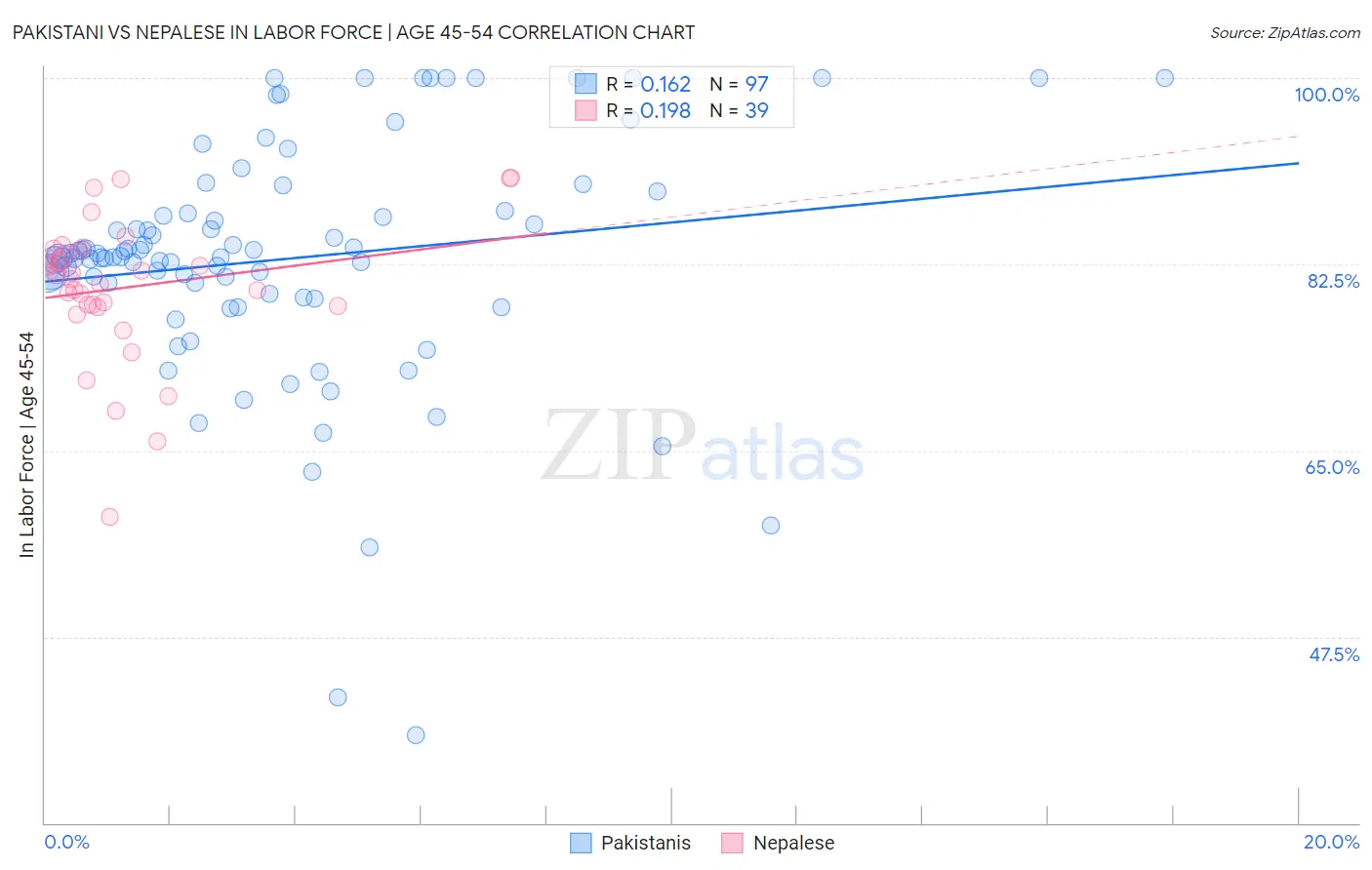 Pakistani vs Nepalese In Labor Force | Age 45-54