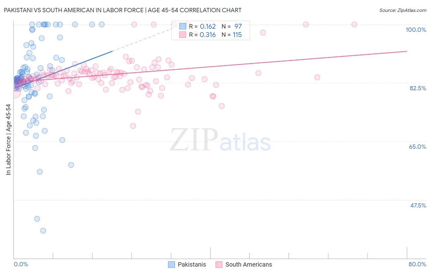Pakistani vs South American In Labor Force | Age 45-54
