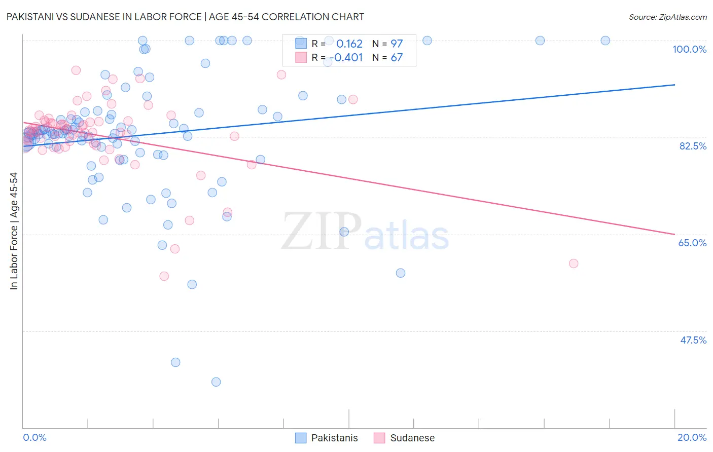 Pakistani vs Sudanese In Labor Force | Age 45-54