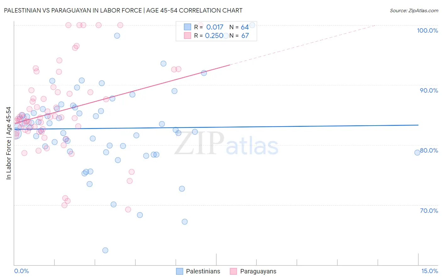Palestinian vs Paraguayan In Labor Force | Age 45-54