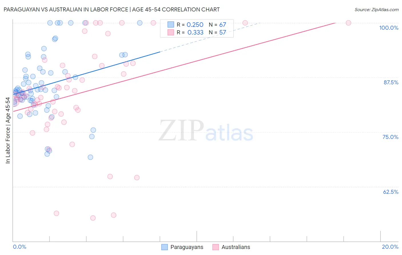 Paraguayan vs Australian In Labor Force | Age 45-54