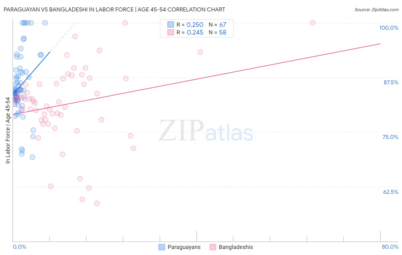 Paraguayan vs Bangladeshi In Labor Force | Age 45-54