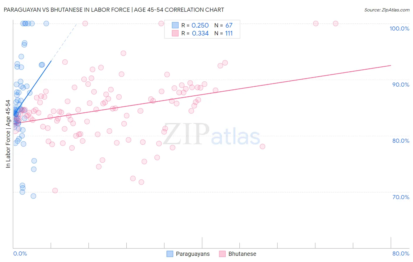 Paraguayan vs Bhutanese In Labor Force | Age 45-54