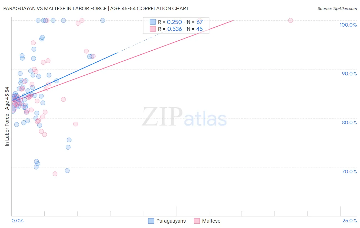 Paraguayan vs Maltese In Labor Force | Age 45-54