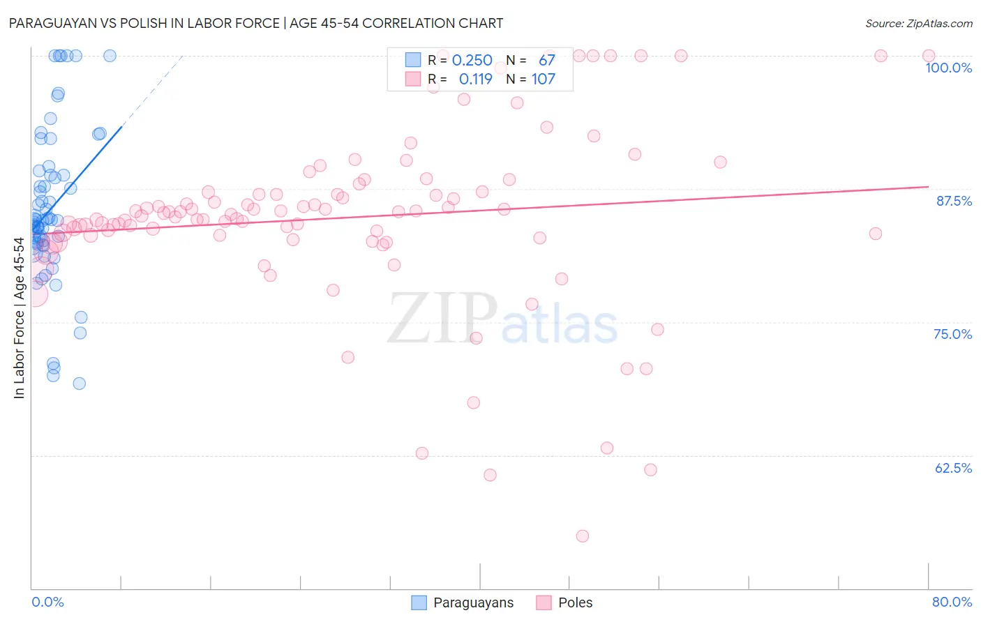 Paraguayan vs Polish In Labor Force | Age 45-54