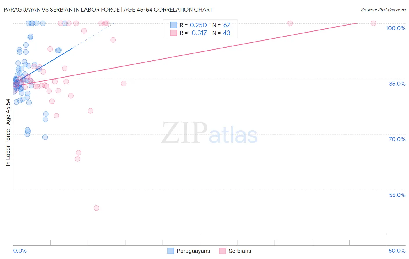 Paraguayan vs Serbian In Labor Force | Age 45-54