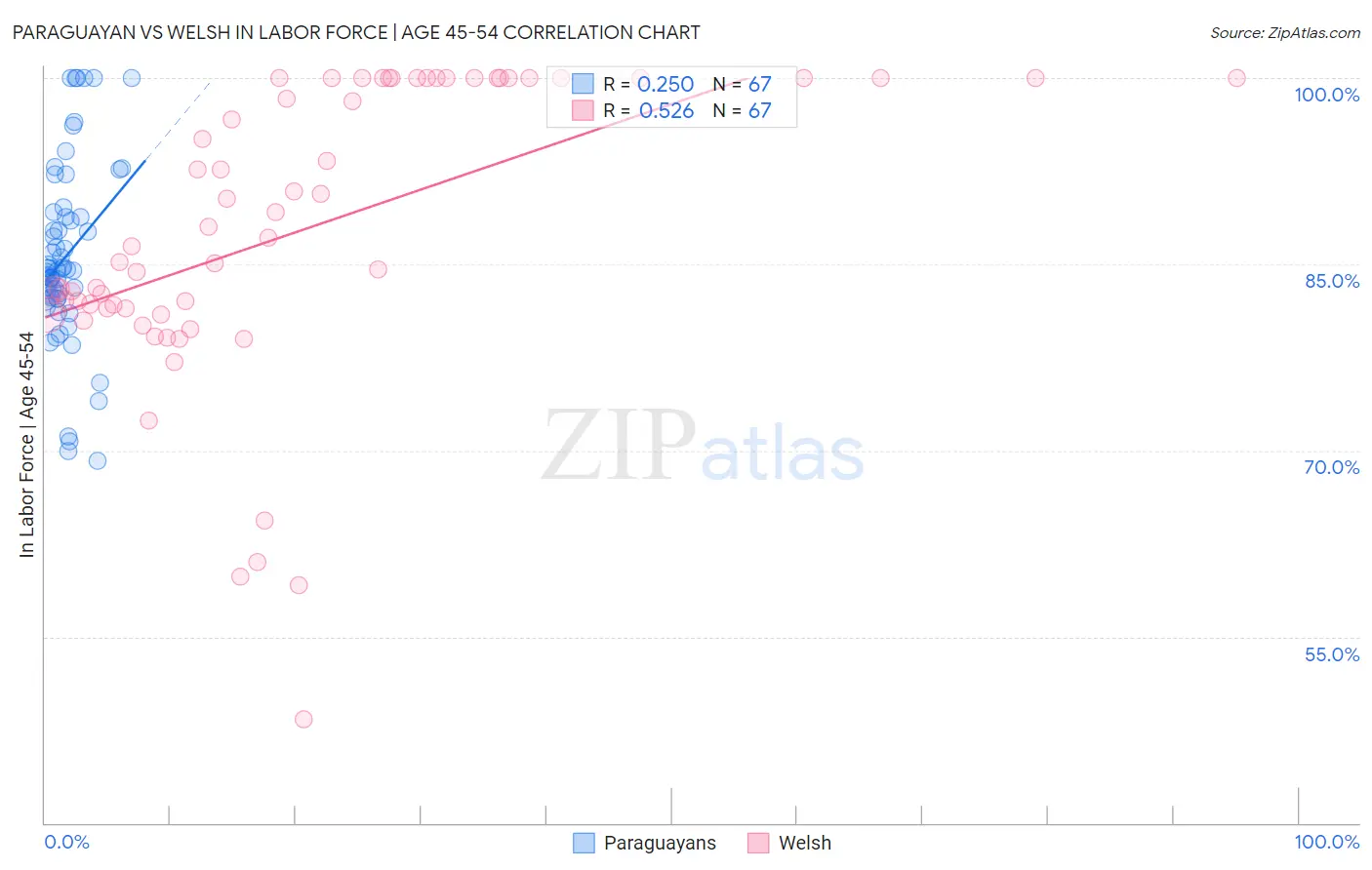 Paraguayan vs Welsh In Labor Force | Age 45-54