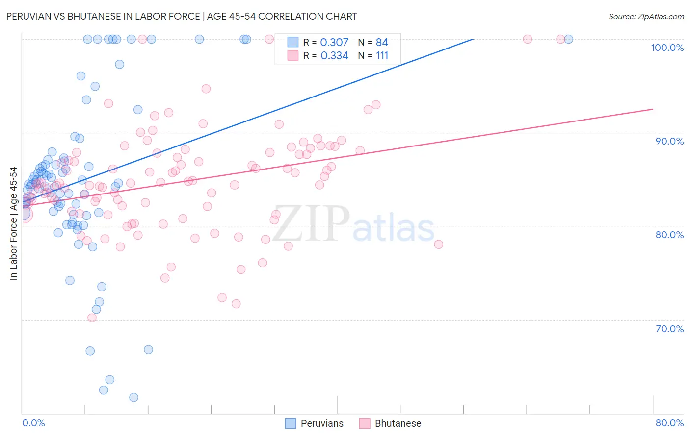 Peruvian vs Bhutanese In Labor Force | Age 45-54