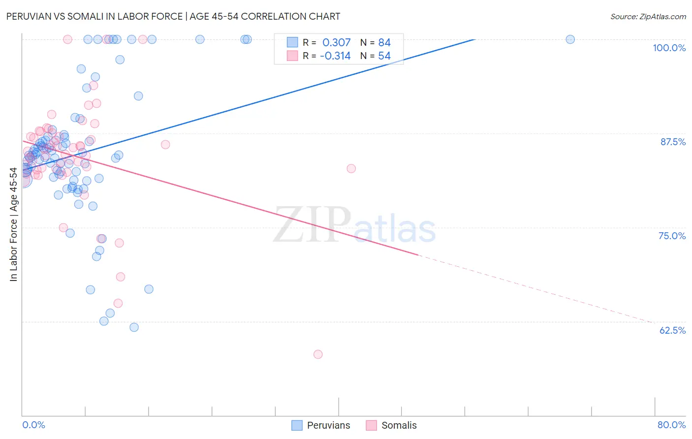 Peruvian vs Somali In Labor Force | Age 45-54