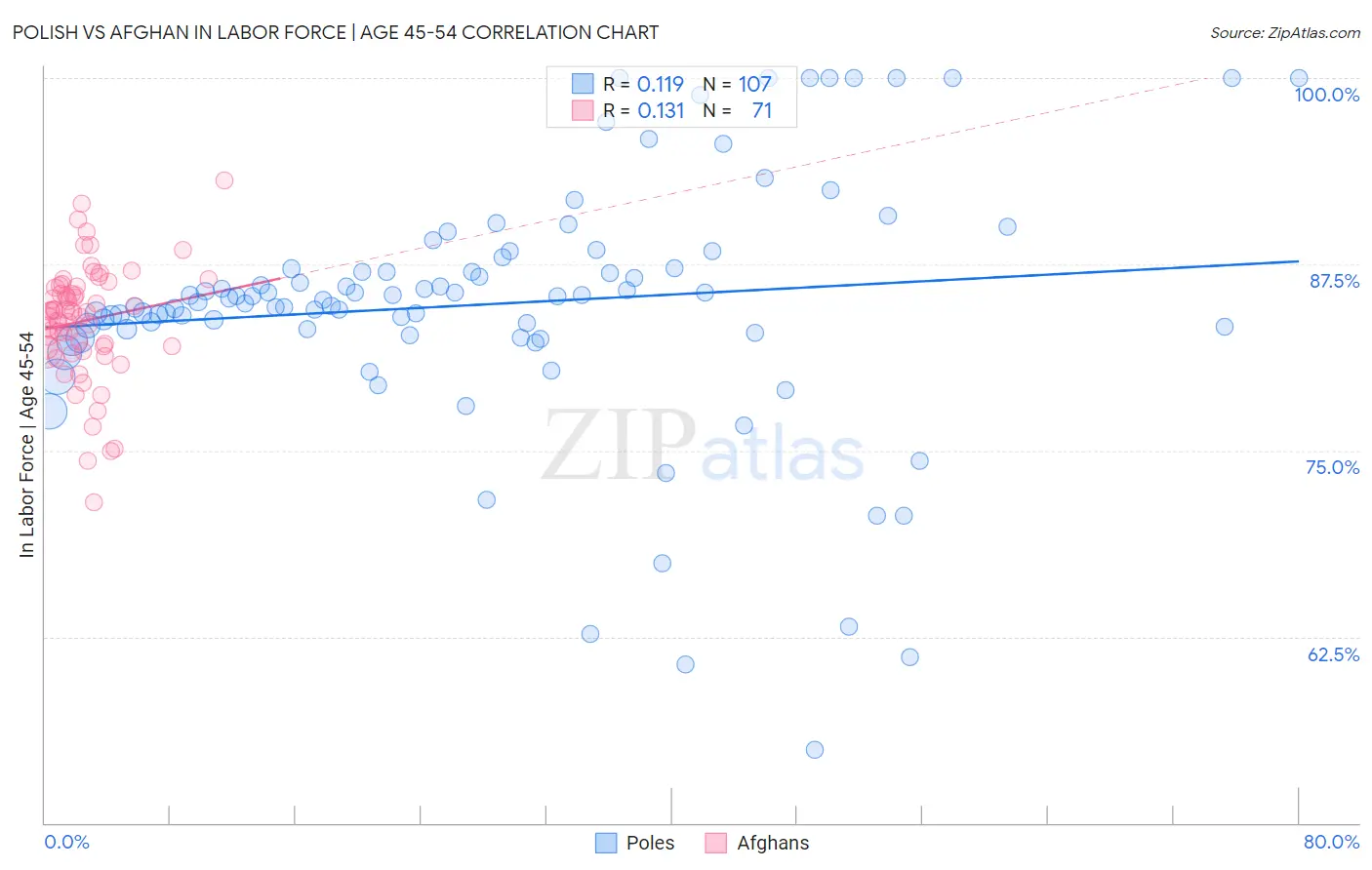 Polish vs Afghan In Labor Force | Age 45-54