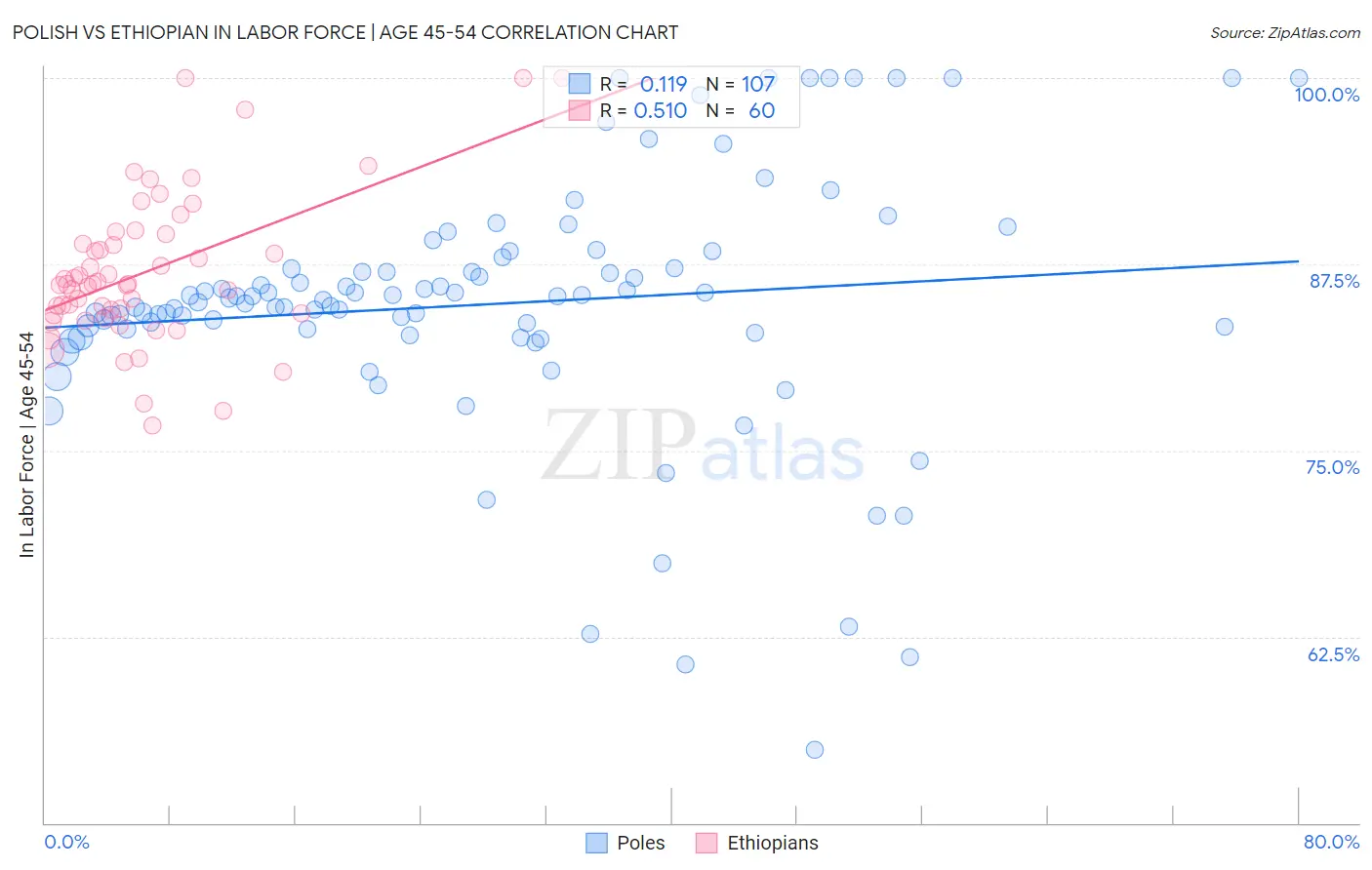 Polish vs Ethiopian In Labor Force | Age 45-54