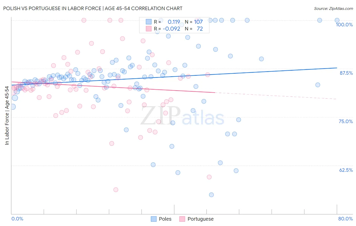 Polish vs Portuguese In Labor Force | Age 45-54