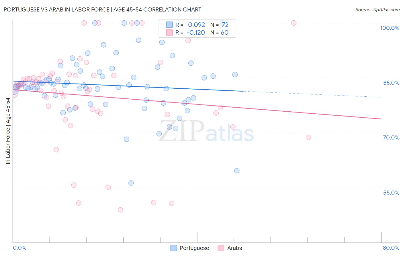 Portuguese vs Arab In Labor Force | Age 45-54