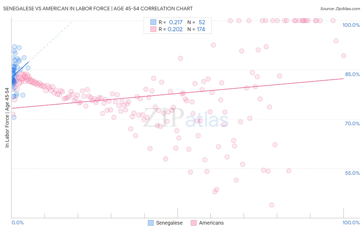 Senegalese vs American In Labor Force | Age 45-54