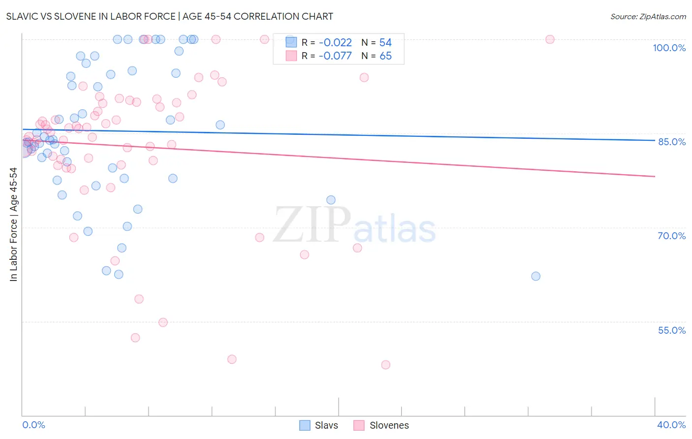 Slavic vs Slovene In Labor Force | Age 45-54