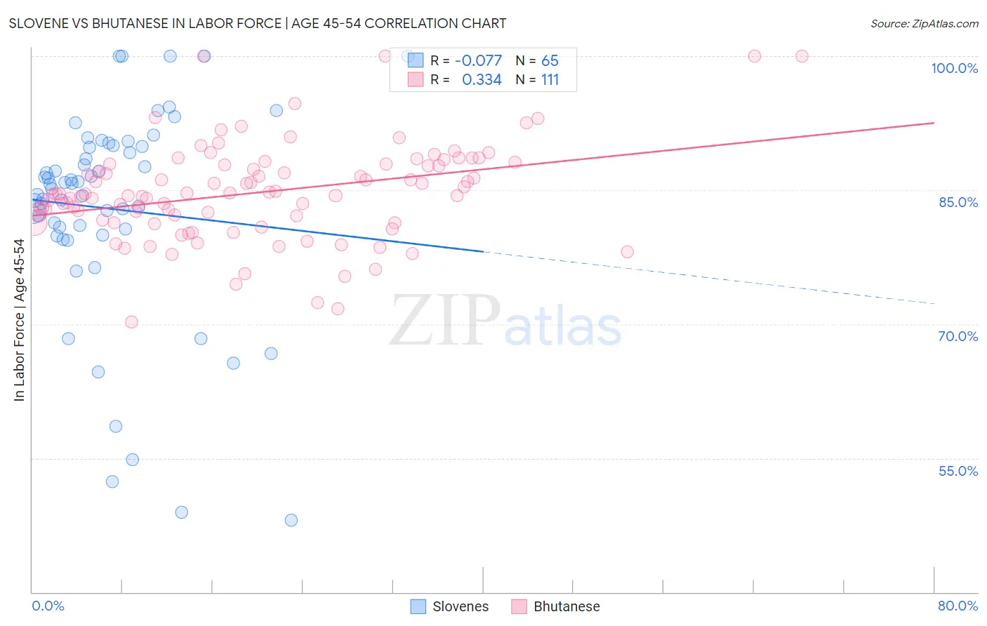Slovene vs Bhutanese In Labor Force | Age 45-54