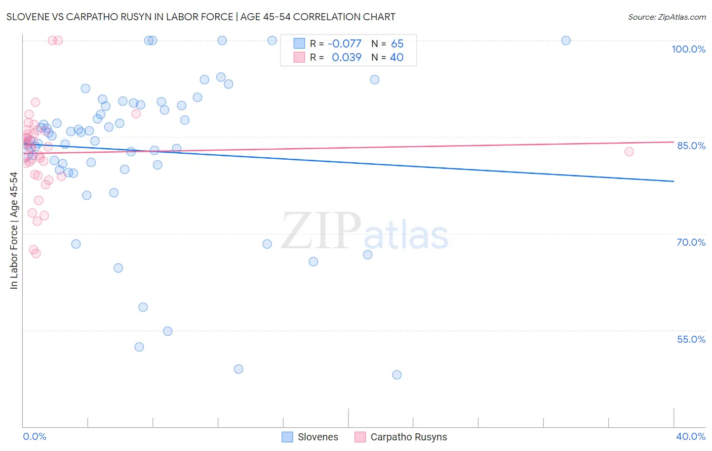Slovene vs Carpatho Rusyn In Labor Force | Age 45-54