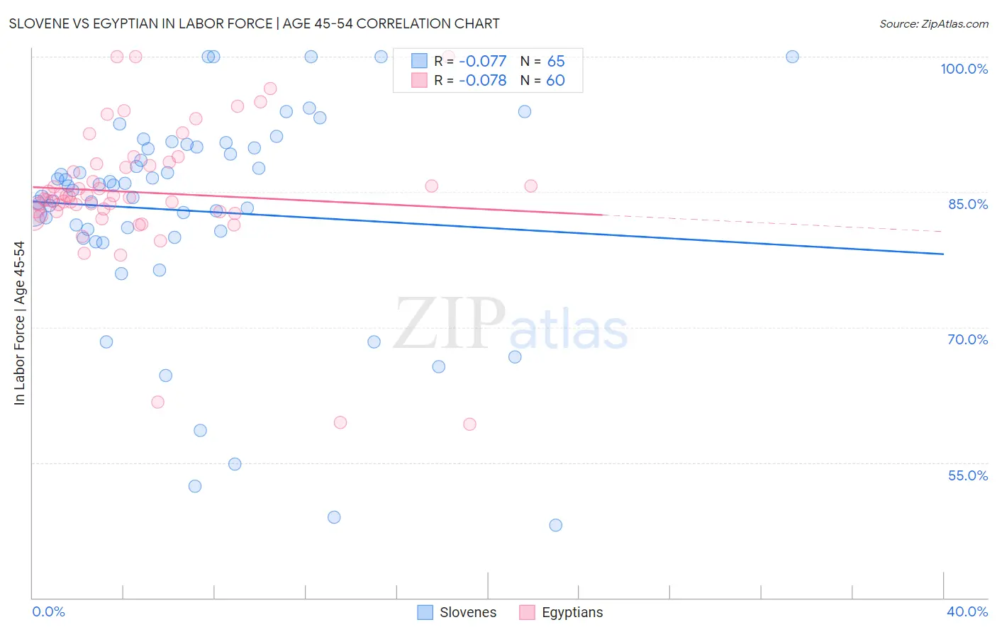 Slovene vs Egyptian In Labor Force | Age 45-54