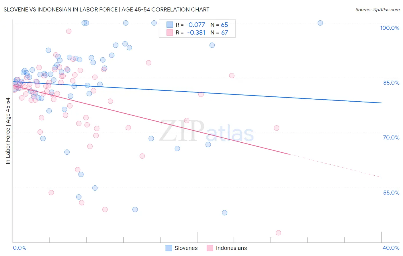 Slovene vs Indonesian In Labor Force | Age 45-54