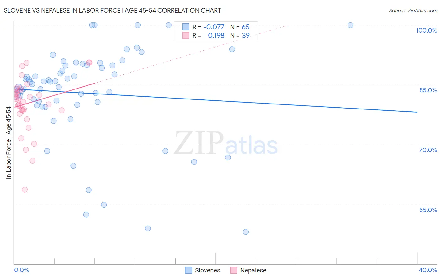 Slovene vs Nepalese In Labor Force | Age 45-54