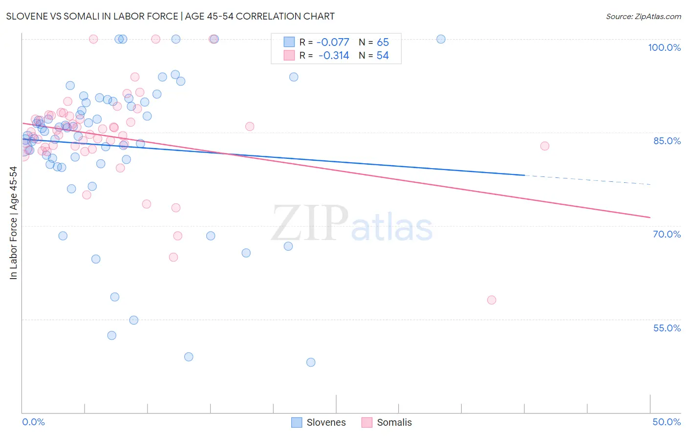 Slovene vs Somali In Labor Force | Age 45-54