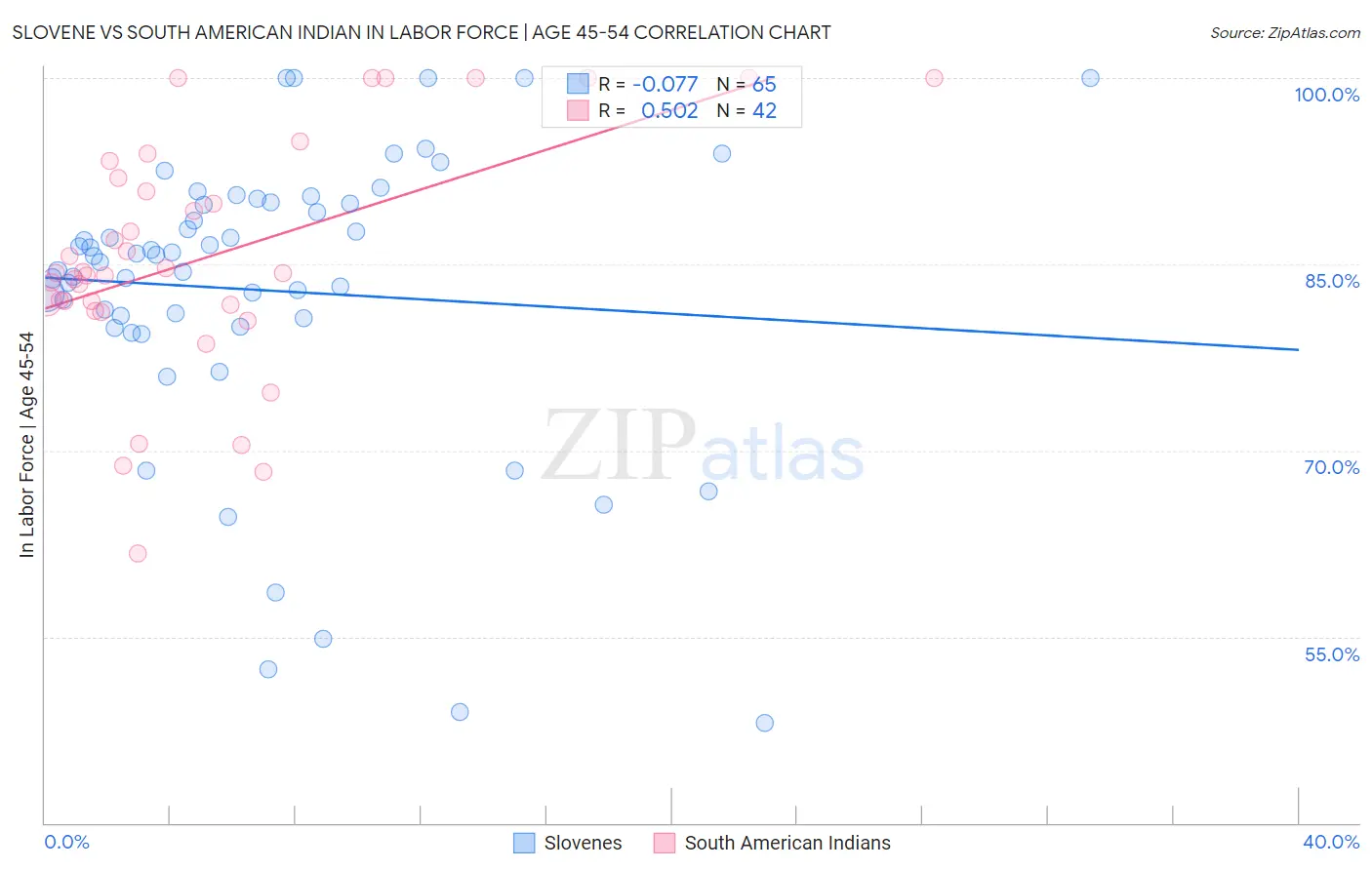 Slovene vs South American Indian In Labor Force | Age 45-54