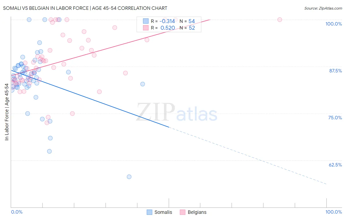 Somali vs Belgian In Labor Force | Age 45-54