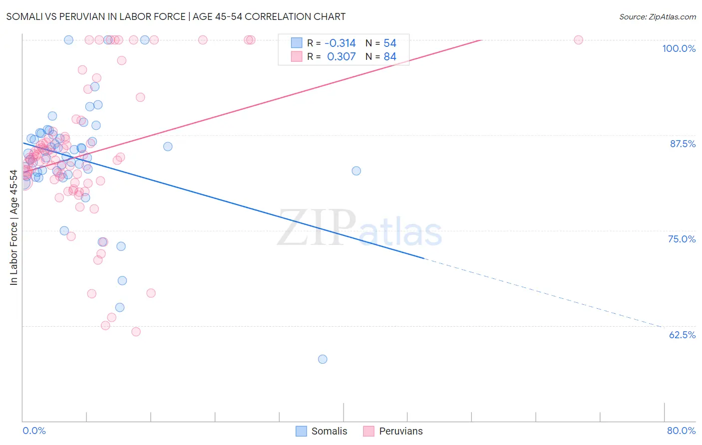Somali vs Peruvian In Labor Force | Age 45-54