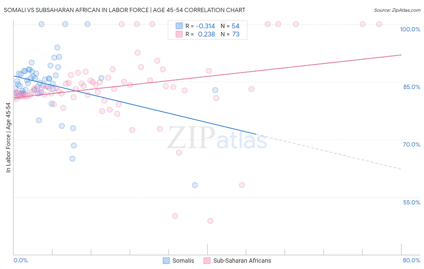 Somali vs Subsaharan African In Labor Force | Age 45-54