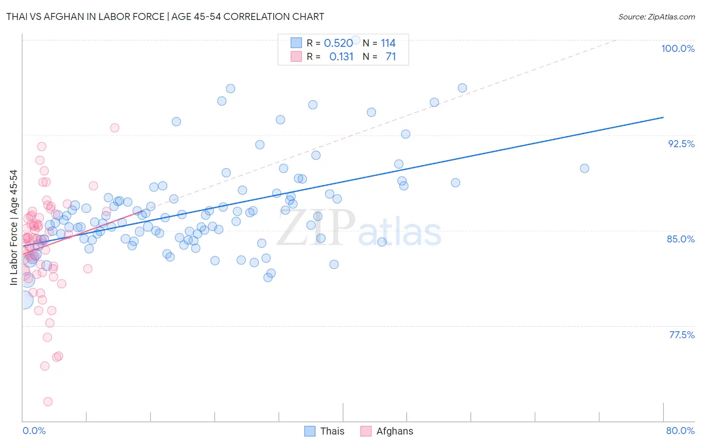 Thai vs Afghan In Labor Force | Age 45-54