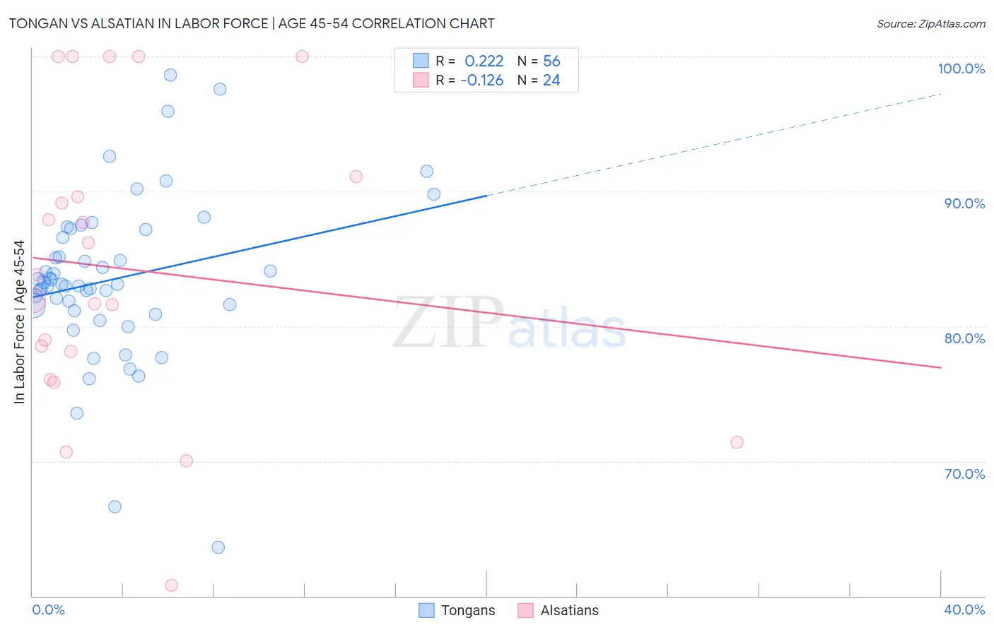 Tongan vs Alsatian In Labor Force | Age 45-54