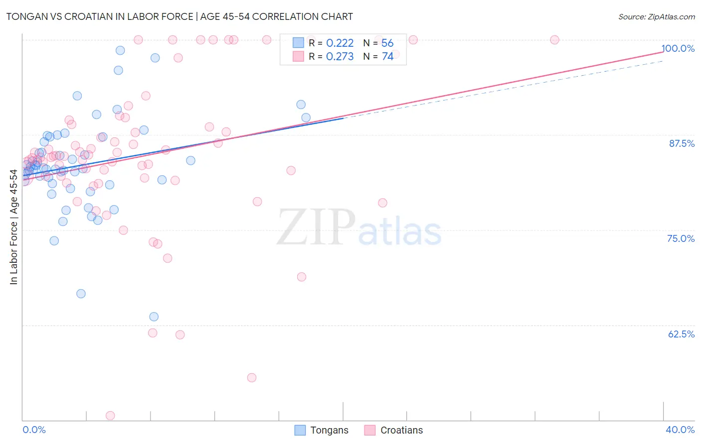 Tongan vs Croatian In Labor Force | Age 45-54