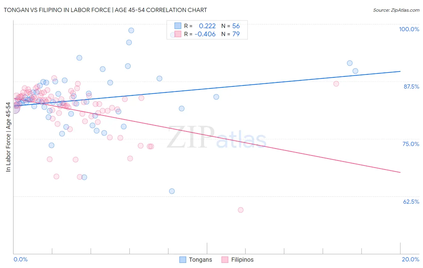 Tongan vs Filipino In Labor Force | Age 45-54