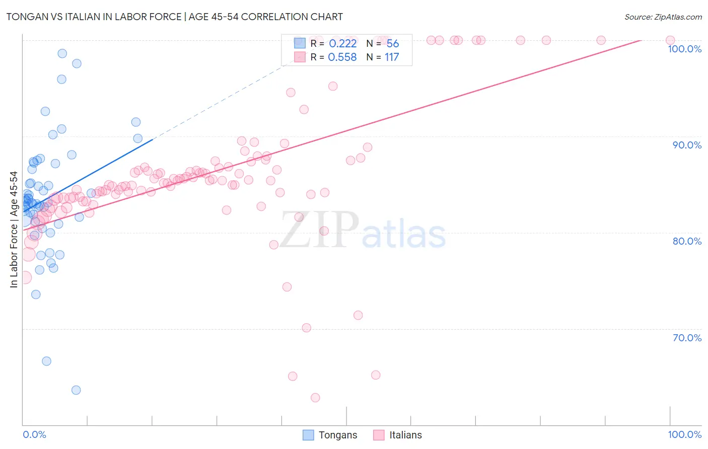 Tongan vs Italian In Labor Force | Age 45-54