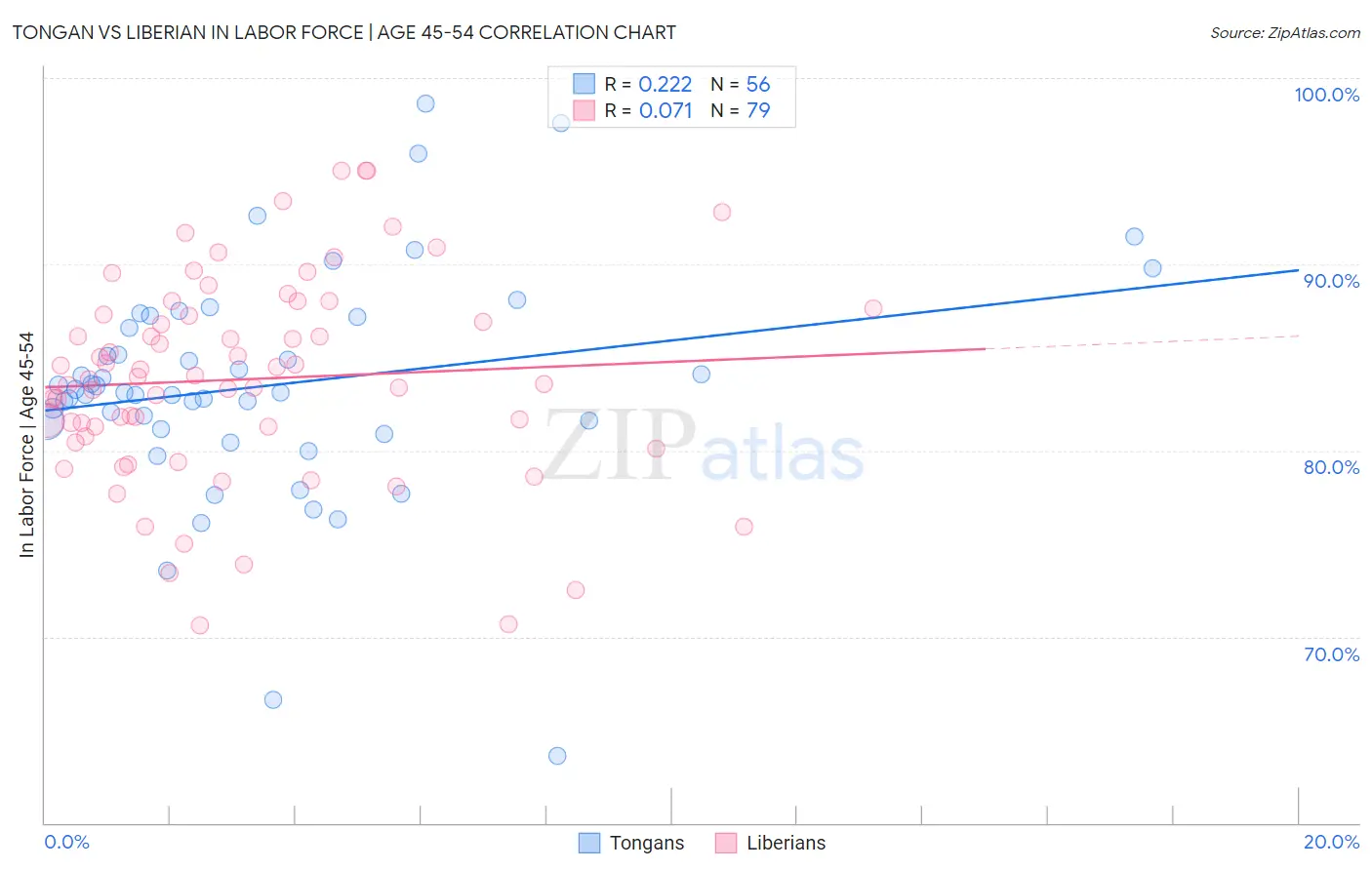 Tongan vs Liberian In Labor Force | Age 45-54