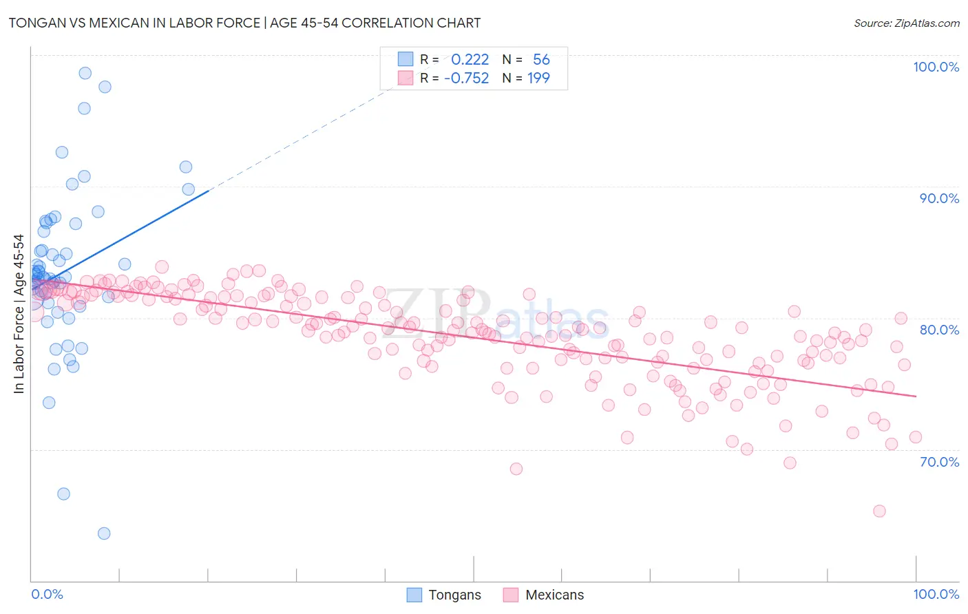 Tongan vs Mexican In Labor Force | Age 45-54