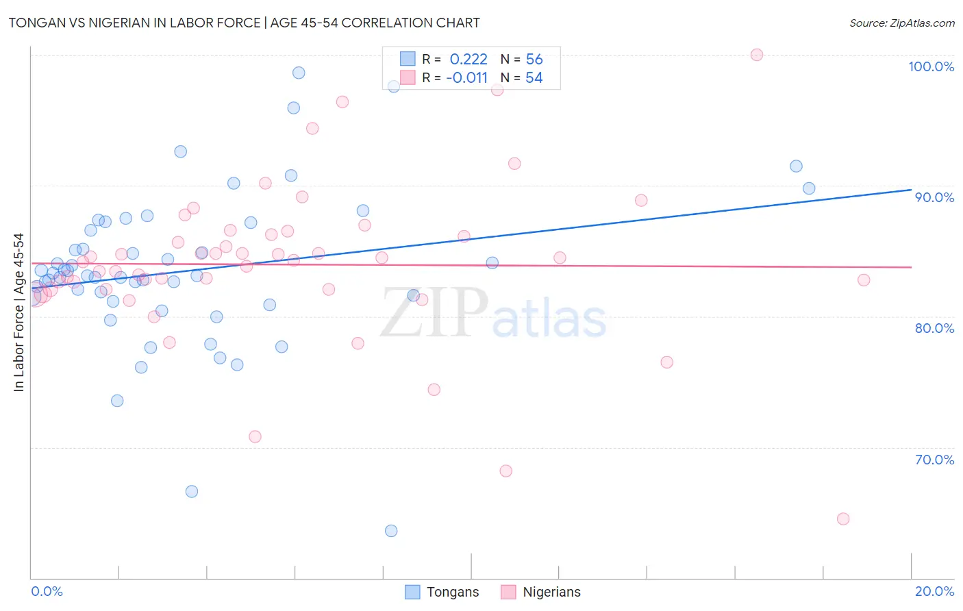 Tongan vs Nigerian In Labor Force | Age 45-54