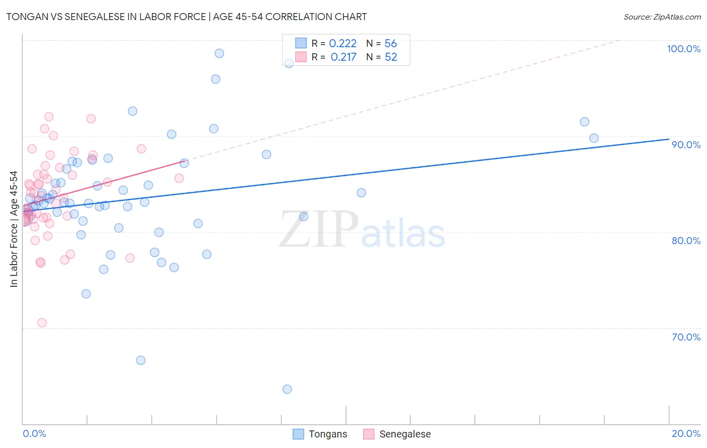 Tongan vs Senegalese In Labor Force | Age 45-54