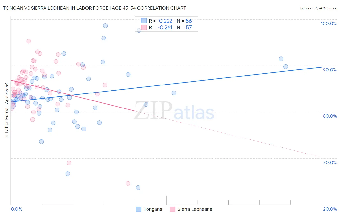 Tongan vs Sierra Leonean In Labor Force | Age 45-54