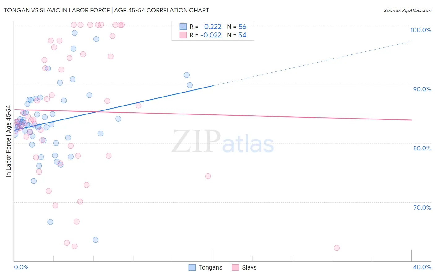 Tongan vs Slavic In Labor Force | Age 45-54
