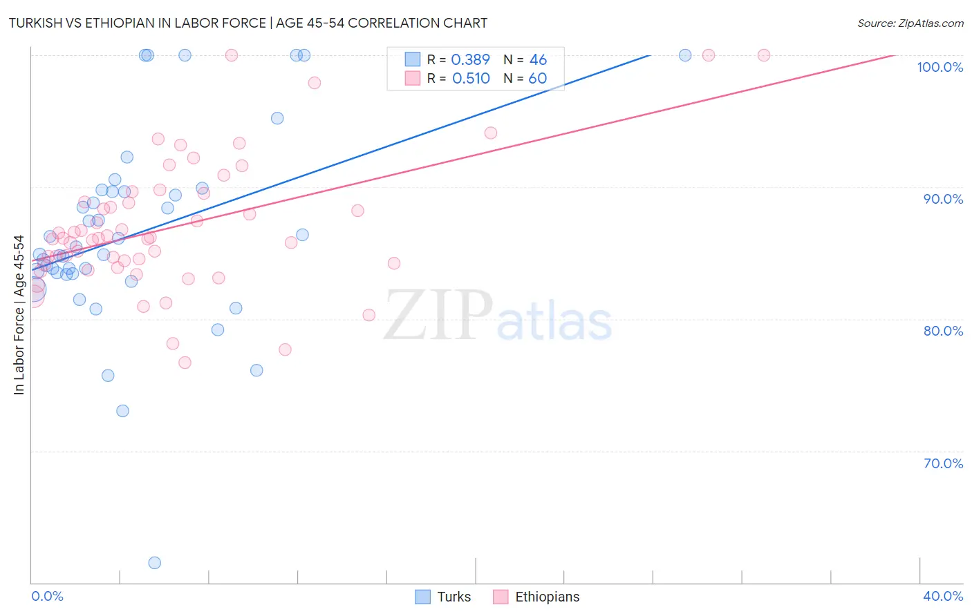 Turkish vs Ethiopian In Labor Force | Age 45-54