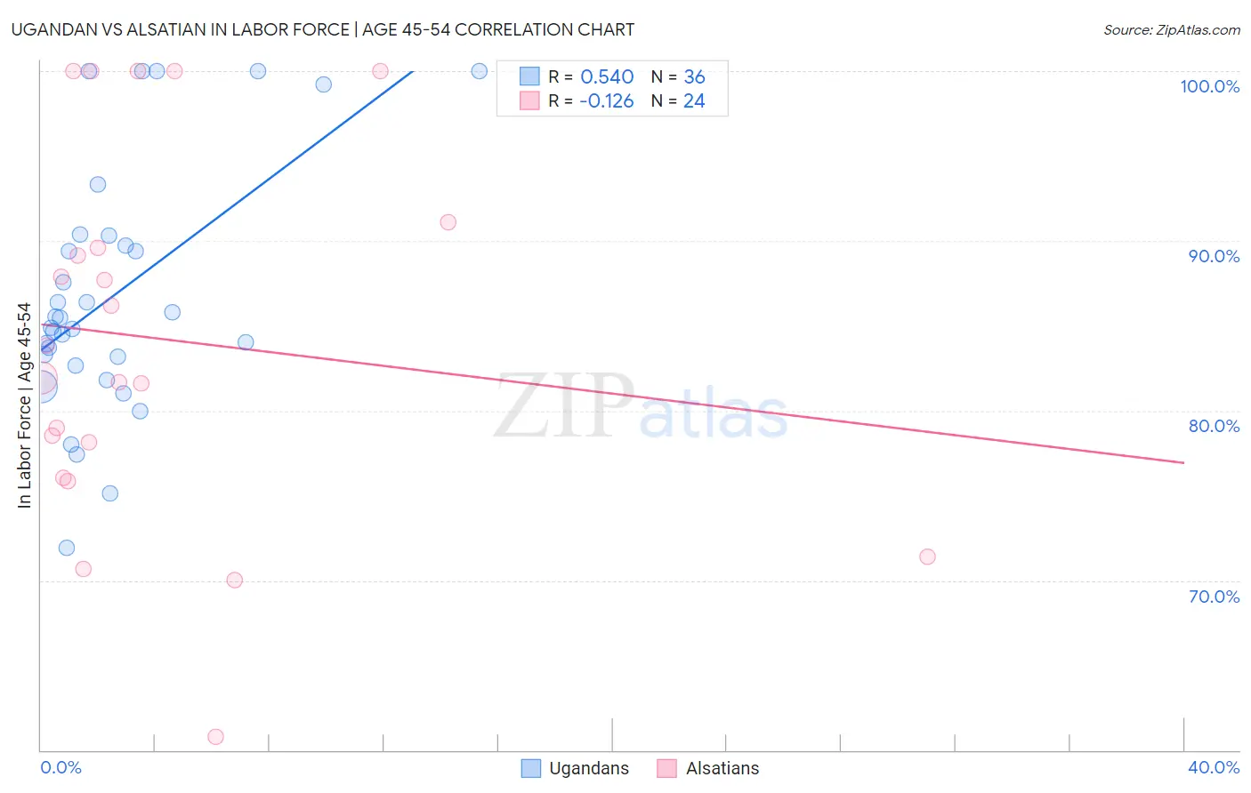 Ugandan vs Alsatian In Labor Force | Age 45-54