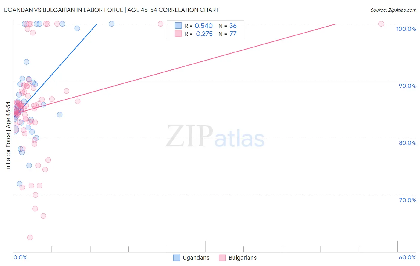 Ugandan vs Bulgarian In Labor Force | Age 45-54