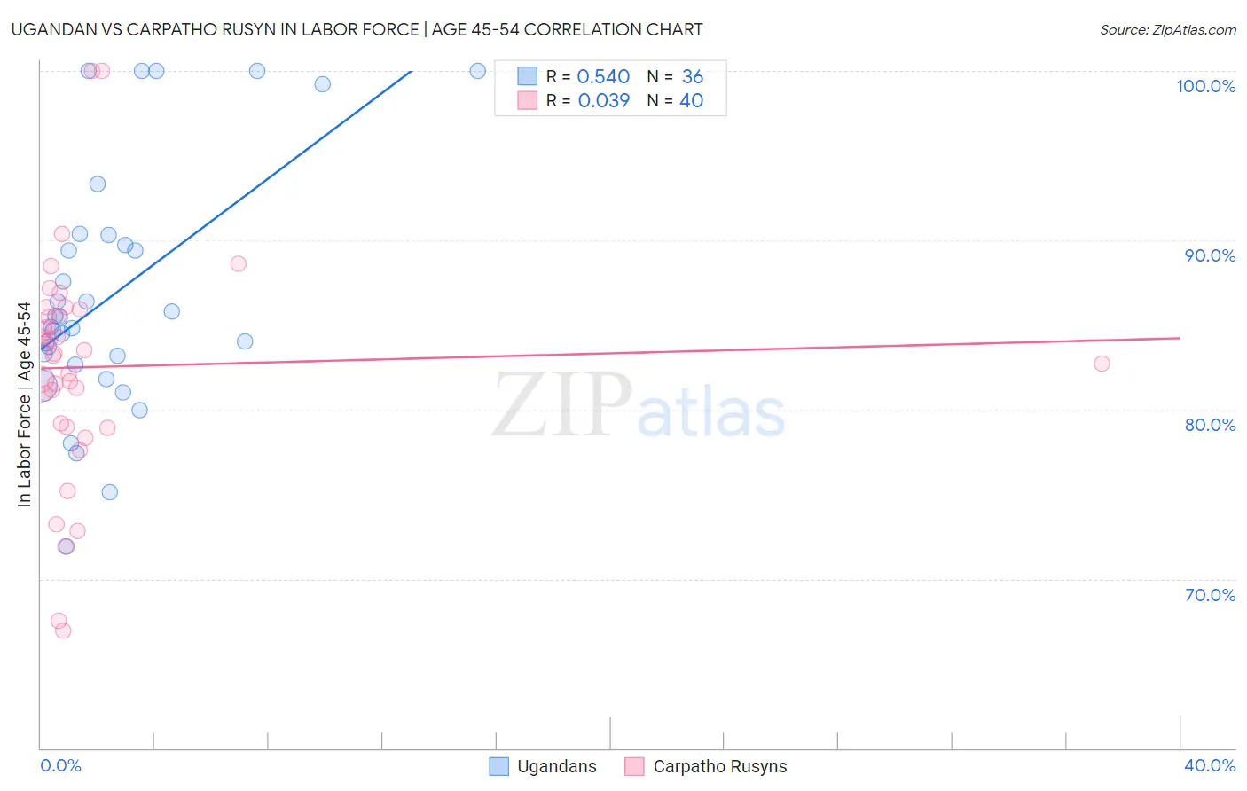 Ugandan vs Carpatho Rusyn In Labor Force | Age 45-54