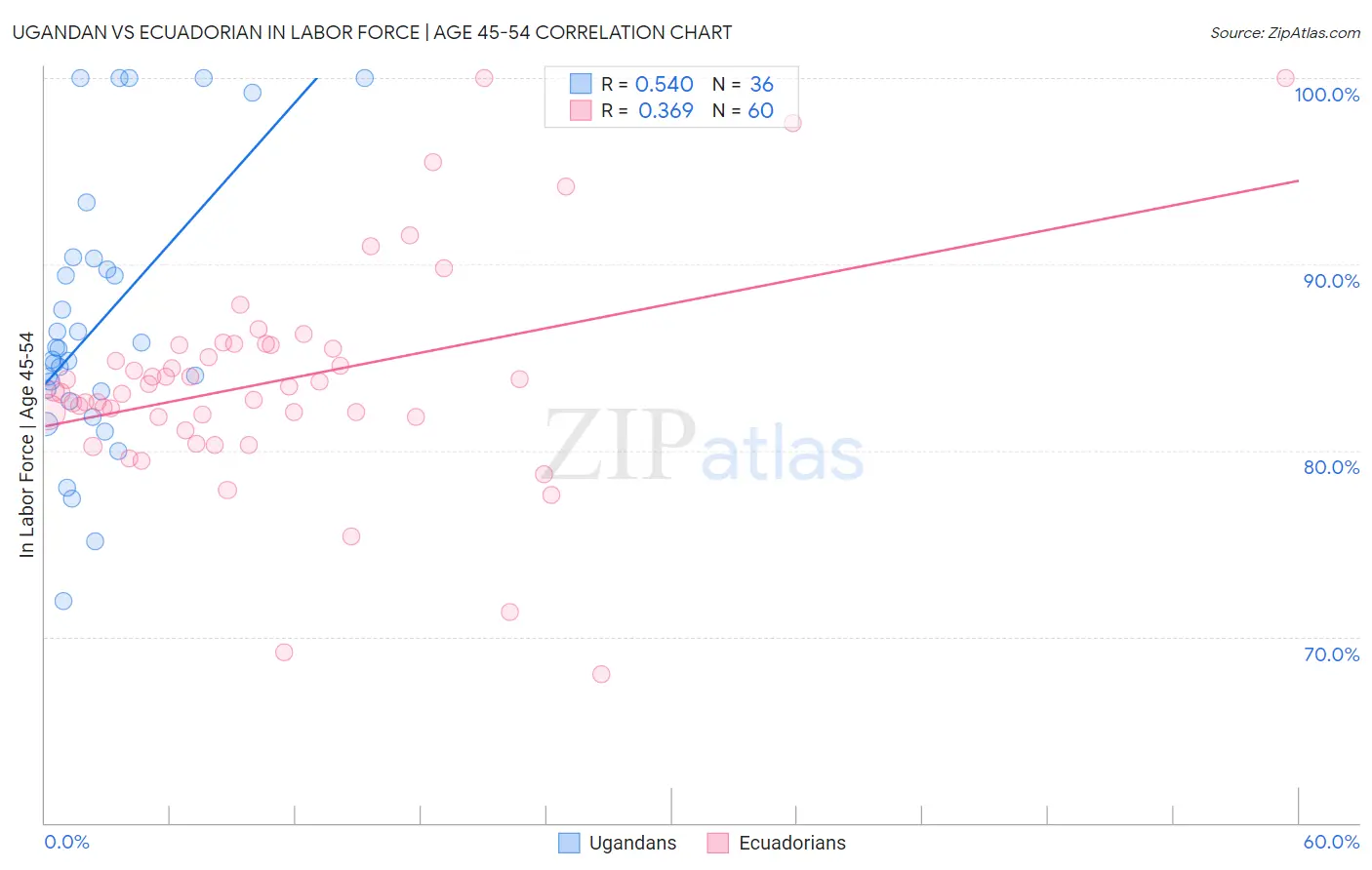 Ugandan vs Ecuadorian In Labor Force | Age 45-54