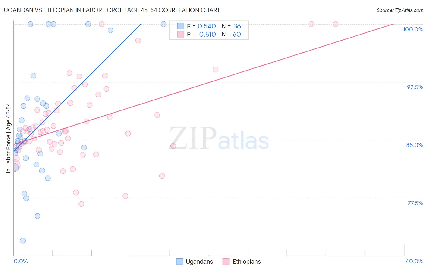 Ugandan vs Ethiopian In Labor Force | Age 45-54