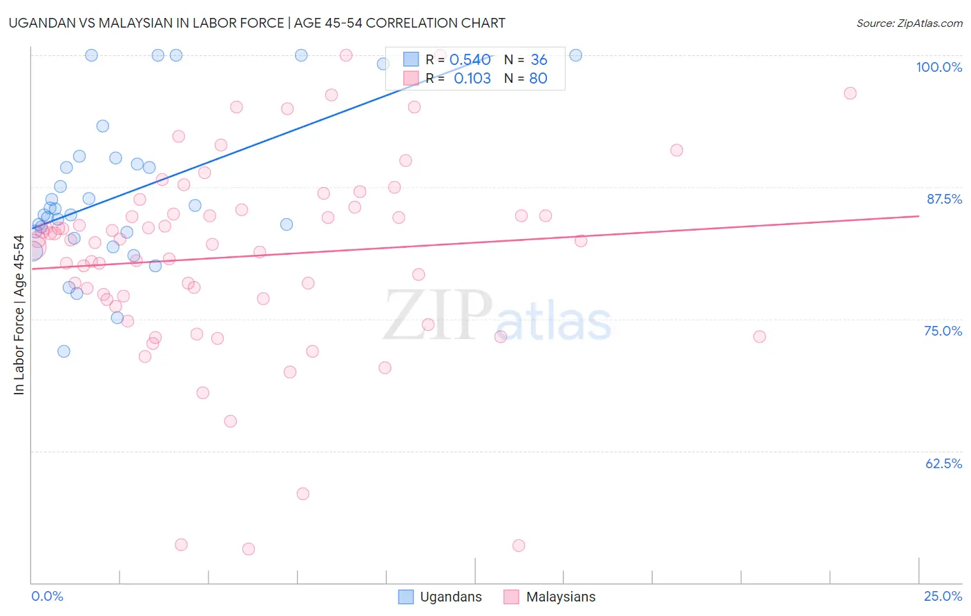 Ugandan vs Malaysian In Labor Force | Age 45-54